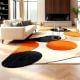 Handcrafted Orange Circle Abstract Living Room Rug